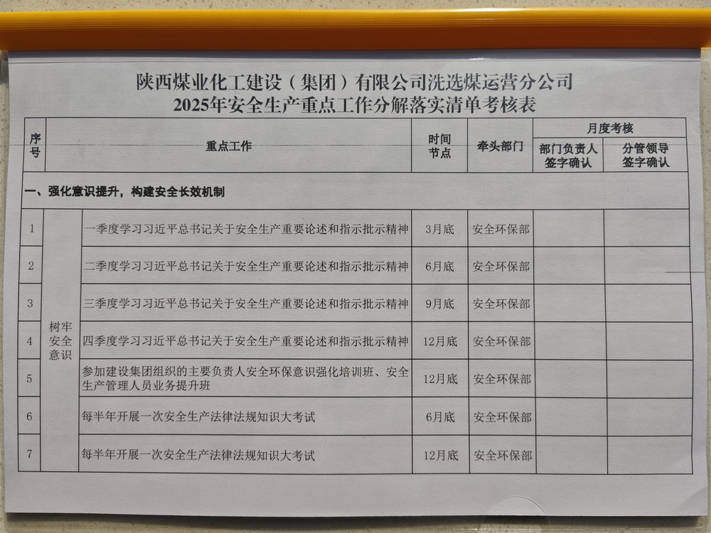 陜煤建設(shè)洗選煤運(yùn)營公司：抓準(zhǔn)重點(diǎn)節(jié)點(diǎn)，守好全年“安全門”